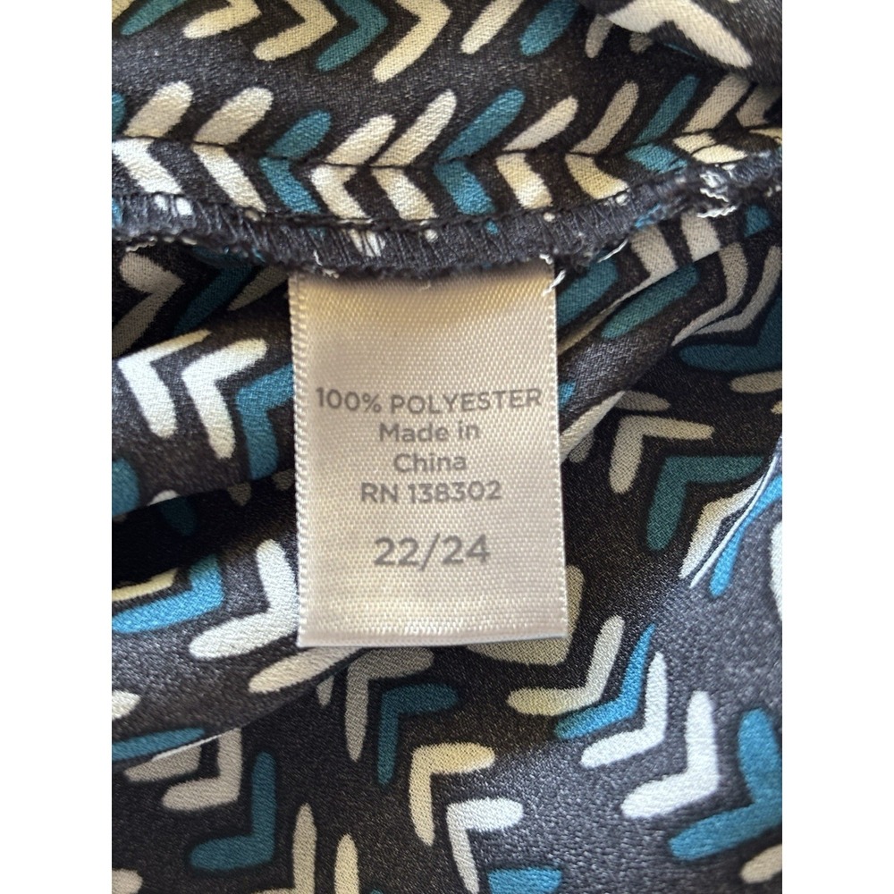 Avenue Long Tunic Short Dress 22/24 Balloon Long Sleeve Teal Black Chevron Print - Picture 5 of 9